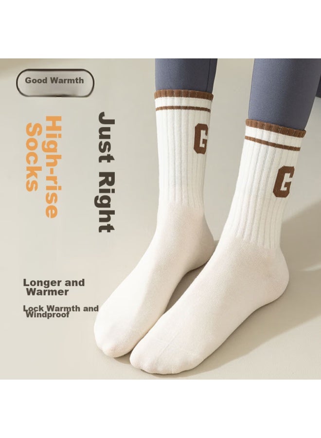 Cotton Thirteen Mianshisan Autumn And Winter New Women's Mid-calf Socks , Trendy Letter Breathable Long Socks - Image 4
