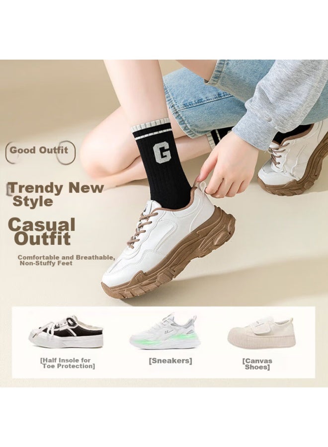 Cotton Thirteen Mianshisan Autumn And Winter New Women's Mid-calf Socks , Trendy Letter Breathable Long Socks - Image 5