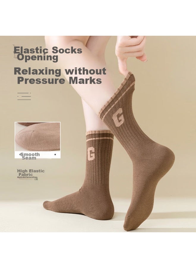 Cotton Thirteen Mianshisan Autumn And Winter New Women's Mid-calf Socks , Trendy Letter Breathable Long Socks - Image 3