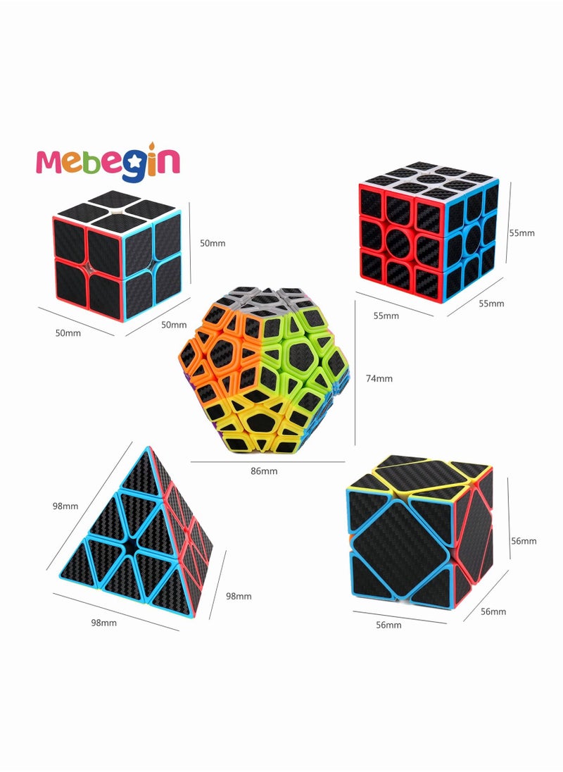 MEBEGIN - 5 PCS Educational Speed Cube Set,Magic Cube 2x2 3x3 Pyraminx Pyramid Megaminx Fenghuolun Puzzle Cube Toy,Puzzle Cube Toy Gift for Children Adults - Image 1