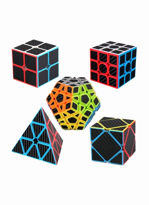 5 PCS Educational Speed Cube Set,Magic Cube 2x2 3x3 Pyraminx Pyramid Megaminx Fenghuolun Puzzle Cube Toy,Puzzle Cube Toy Gift for Children Adults