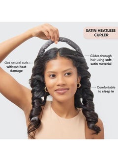 Kitsch Satin Heatless Curling Set - Hair Rollers for Heatless Curls, Heatless Hair Curlers & Hot Rollers (Charcoal)  - Image 3