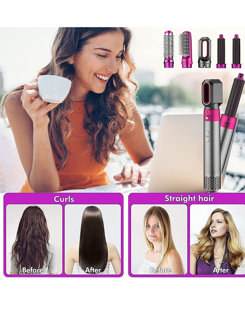 5 in1 Hot Air Brush, One-Step Hair Styling Tools Electric Hair Hot Brush, Muti-Styler for Straightener, Curling Drying - Image 2