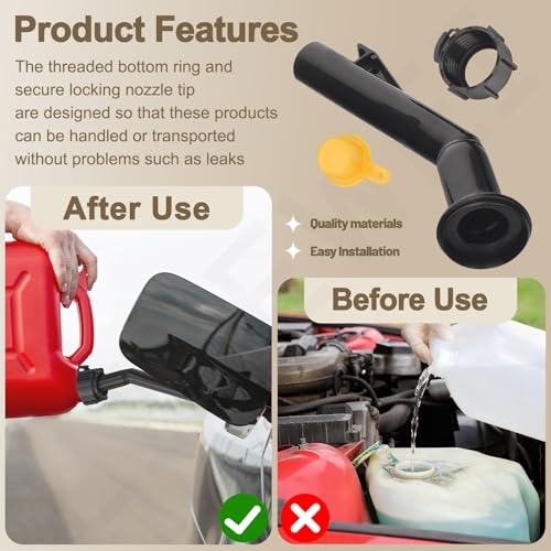 LIZEWEI Fuel Gas Can Jug Spouts Nozzles Rings & Caps for Blitz 900302 900092 900094 Old Style, Use for Fuel, Diesel, Kerosene, Gas and Water - 5 gallon gas can spout (3 Pcs) - Image 5