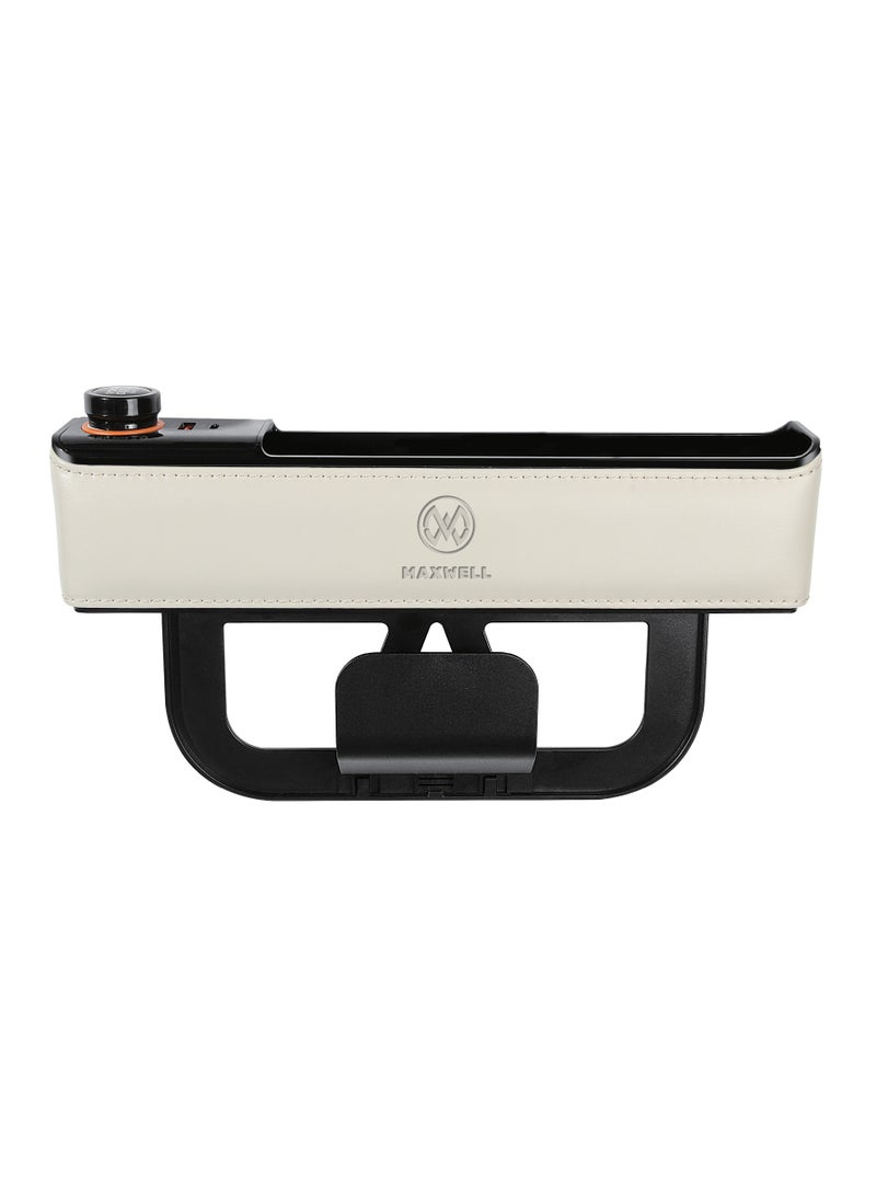 Maxwell Electronics Maxwell Car Charger Organizer with USB-A Quick Charge Compatible with iPhone 16 Pro Max, Samsung S25 Ultra, Laptop, Tablet, etc. Secure Fit for Automobile, Durable Leather, Easy Organization (Beige) - Image 1