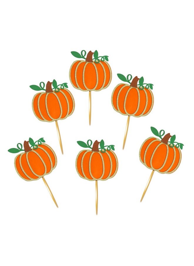 Confetti Confetti! Pumpkin Cupcake Toppers, Fall Party Theme, Pumpkin Birthday, Thanksgiving, Halloween Decorations Party Cake Decorations Supplies  - Image 1