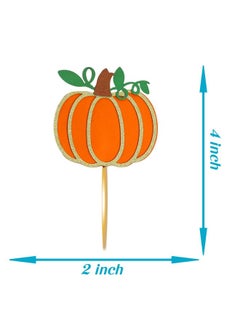 Confetti Confetti! Pumpkin Cupcake Toppers, Fall Party Theme, Pumpkin Birthday, Thanksgiving, Halloween Decorations Party Cake Decorations Supplies  - Image 3