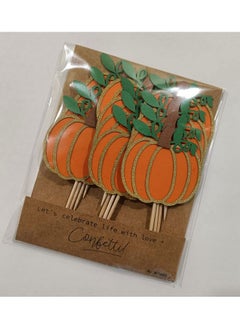Confetti Confetti! Pumpkin Cupcake Toppers, Fall Party Theme, Pumpkin Birthday, Thanksgiving, Halloween Decorations Party Cake Decorations Supplies  - Image 5