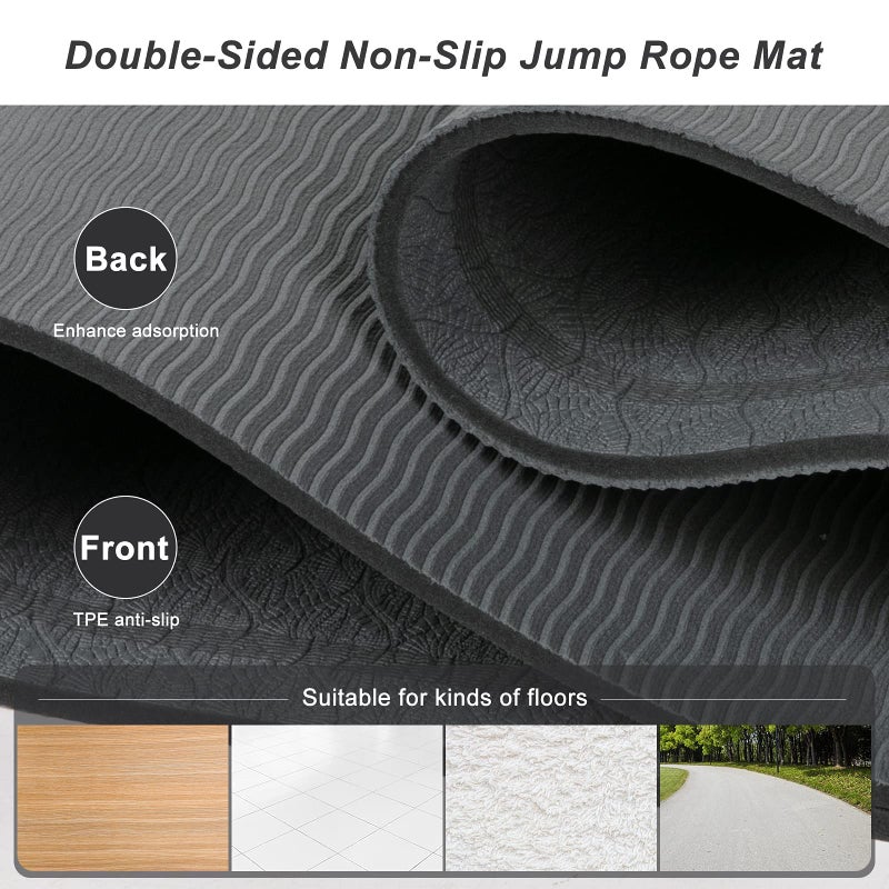 dofopo Jump Rope Mat 71"x24" Large Non-Slip Indoor Outdoor Exercise Fitness Mat, Crossrope Jump Rope Pad, High-Density Workout Shock Absorption Jump Mat for Home Gym Flooring Concrete Jumping Rope - Image 4