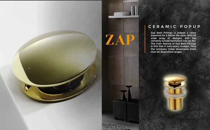 ZAP Lavish Series 3 Inch Gold Pop Up Waste Coupling with Full Thread | Drain Stopper for Bathroom Basin, Vessel & Vanity Sink with Overflow - Image 5