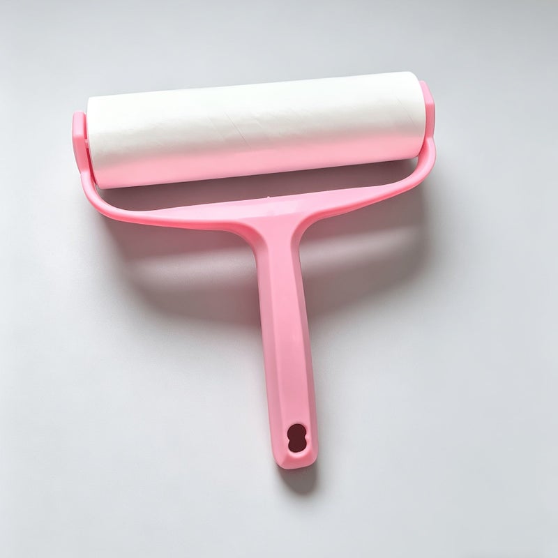 Pink Lint Roller with Tear Off Paper Refills Clothes Pet Hair Remover 6 3 Inch Handle - Image 2