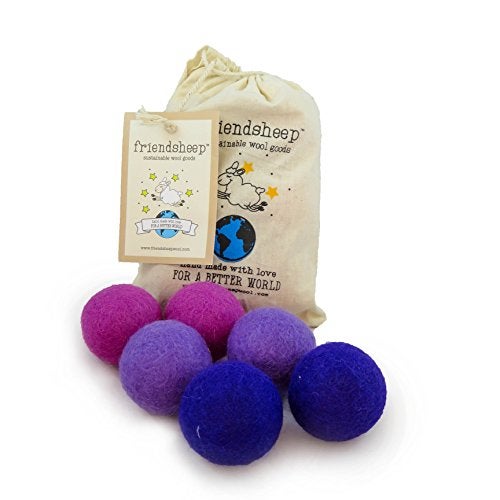 Friendsheep Eco Wool Pet Toy Ball Cat Ferret Small Dog Fair Trade Handmade in Nepal EcoFriendly 100 Wool 6Pack Balls x6 Purple Rain - Image 1