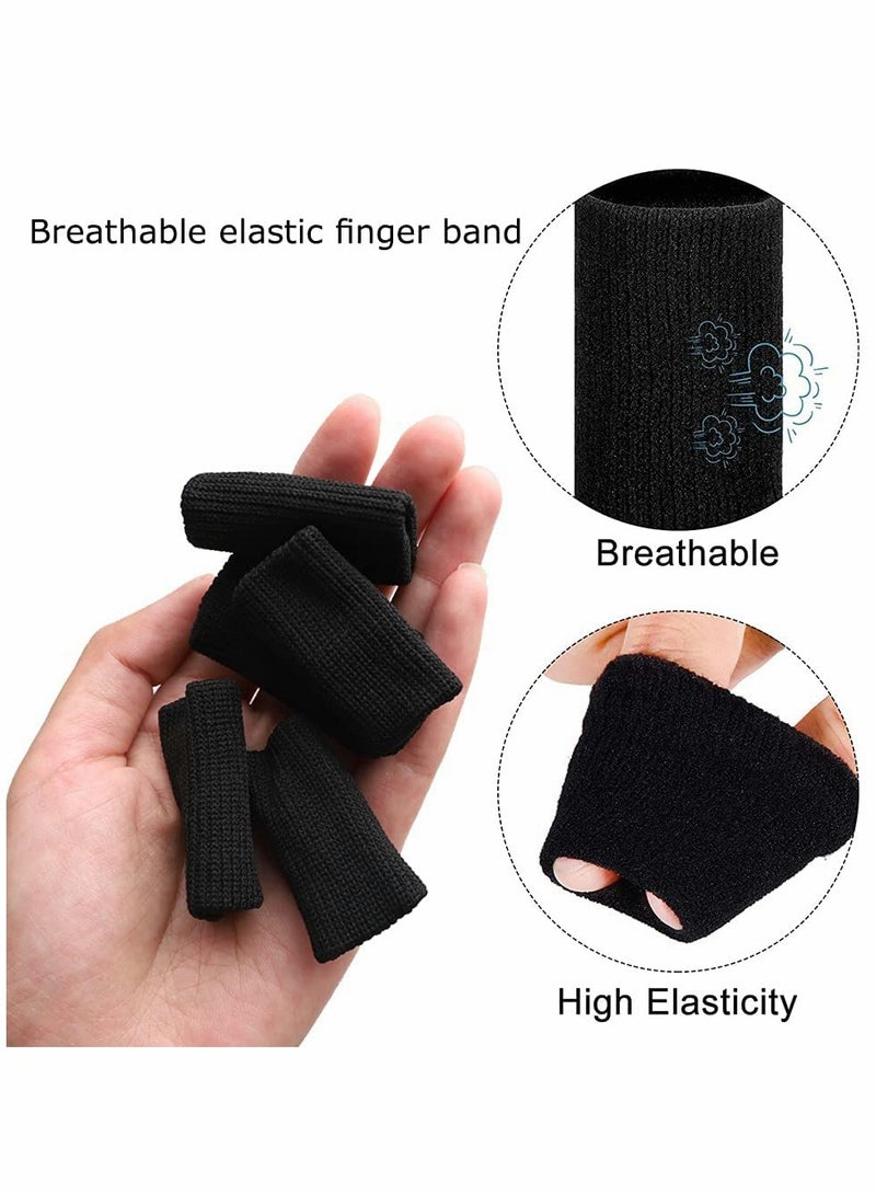 Finger Sleeves, 20 PCS Finger Sleeves Protectors, Sport Finger Sleeves Thumb Brace Support Finger Brace Elastic Thumb Sleeves for Relieving Pain Arthritis Trigger Finger(Black+Skin tone) - Image 2