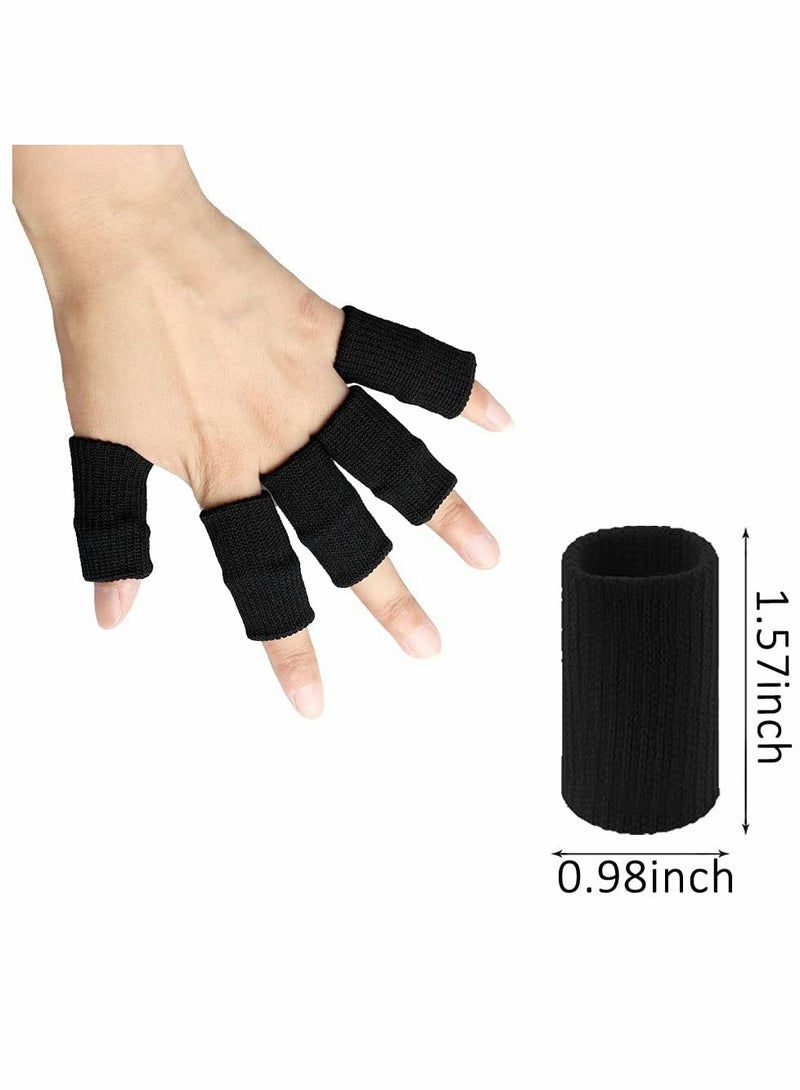 Finger Sleeves, 20 PCS Finger Sleeves Protectors, Sport Finger Sleeves Thumb Brace Support Finger Brace Elastic Thumb Sleeves for Relieving Pain Arthritis Trigger Finger(Black+Skin tone) - Image 3
