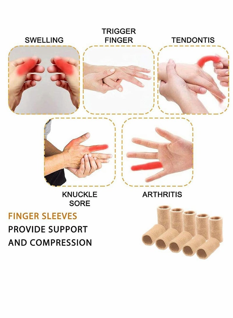 Finger Sleeves, 20 PCS Finger Sleeves Protectors, Sport Finger Sleeves Thumb Brace Support Finger Brace Elastic Thumb Sleeves for Relieving Pain Arthritis Trigger Finger(Black+Skin tone) - Image 5