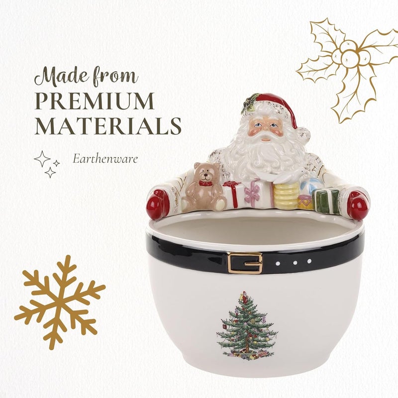 Spode Christmas Tree Santa 9-Inch Nut Bowl – Decorative Earthenware Bowl for Candies, Nuts, Desserts & Holiday Treats – Elegant Christmas Tableware with 22-Karat Gold Accents - Image 4