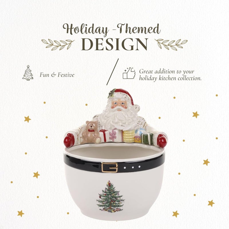 Spode Christmas Tree Santa 9-Inch Nut Bowl – Decorative Earthenware Bowl for Candies, Nuts, Desserts & Holiday Treats – Elegant Christmas Tableware with 22-Karat Gold Accents - Image 3