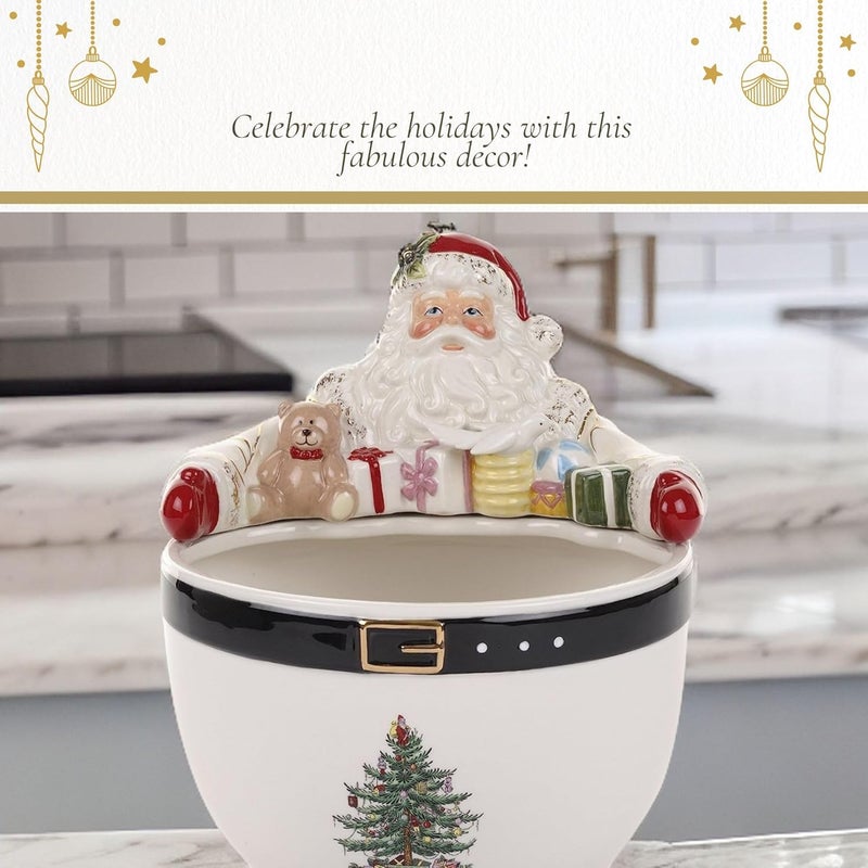 Spode Christmas Tree Santa 9-Inch Nut Bowl – Decorative Earthenware Bowl for Candies, Nuts, Desserts & Holiday Treats – Elegant Christmas Tableware with 22-Karat Gold Accents - Image 5