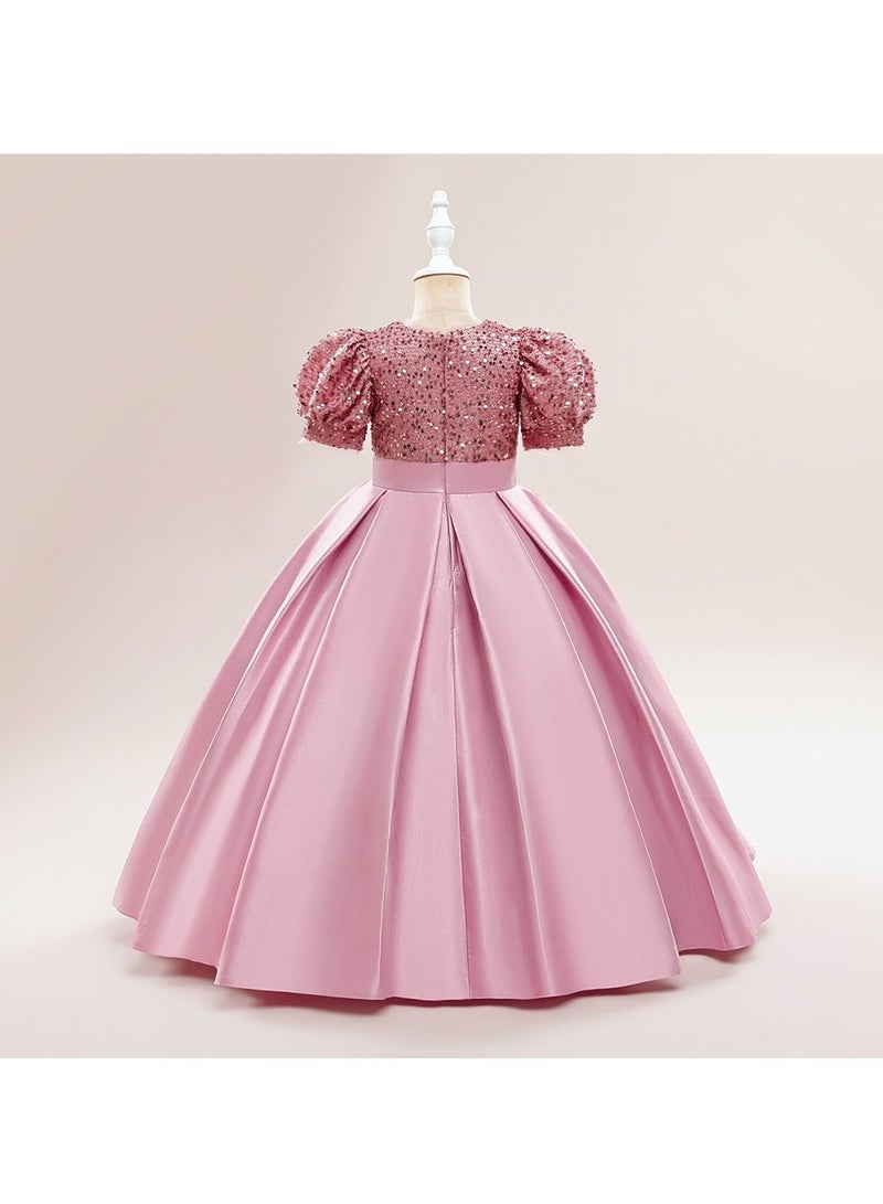 M MIAOYAN Children's Party Piano Performance Sequin Princess Dress - Image 2