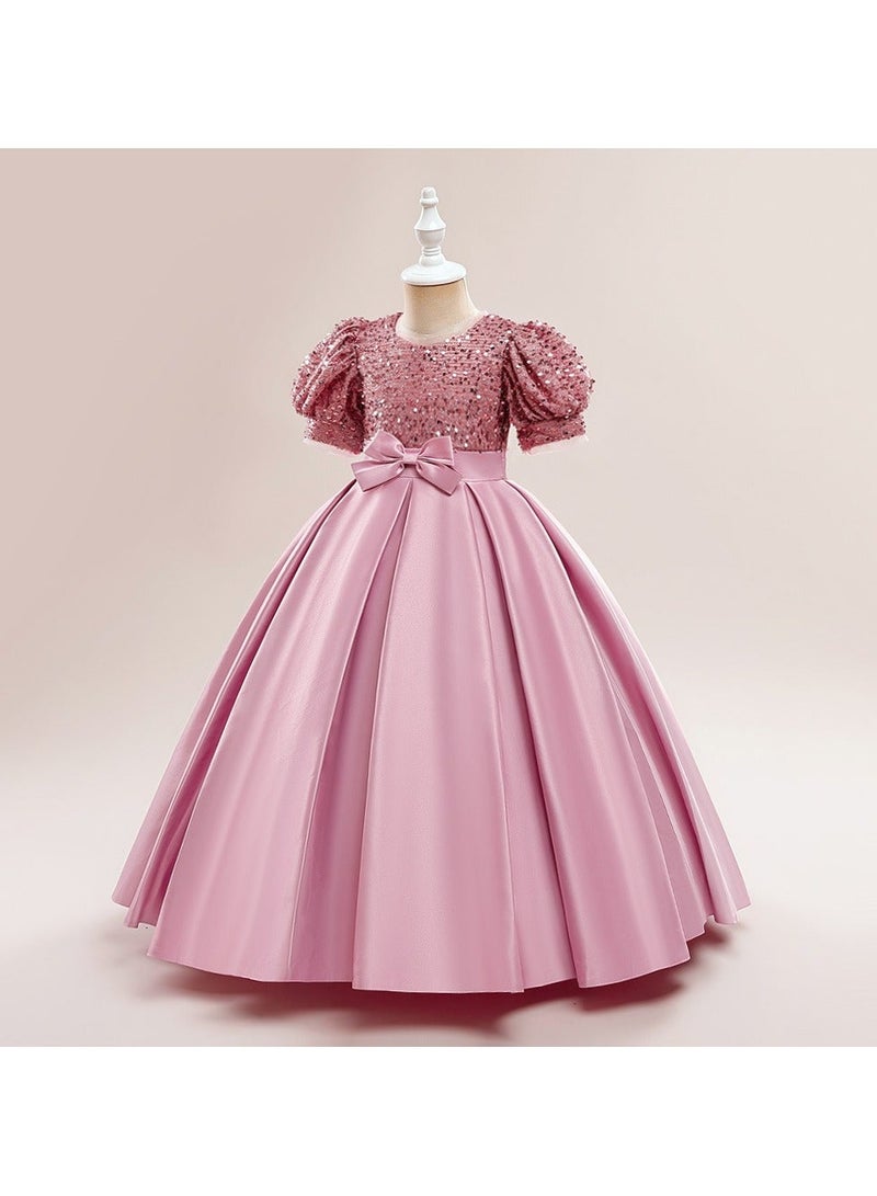 M MIAOYAN Children's Party Piano Performance Sequin Princess Dress - Image 1