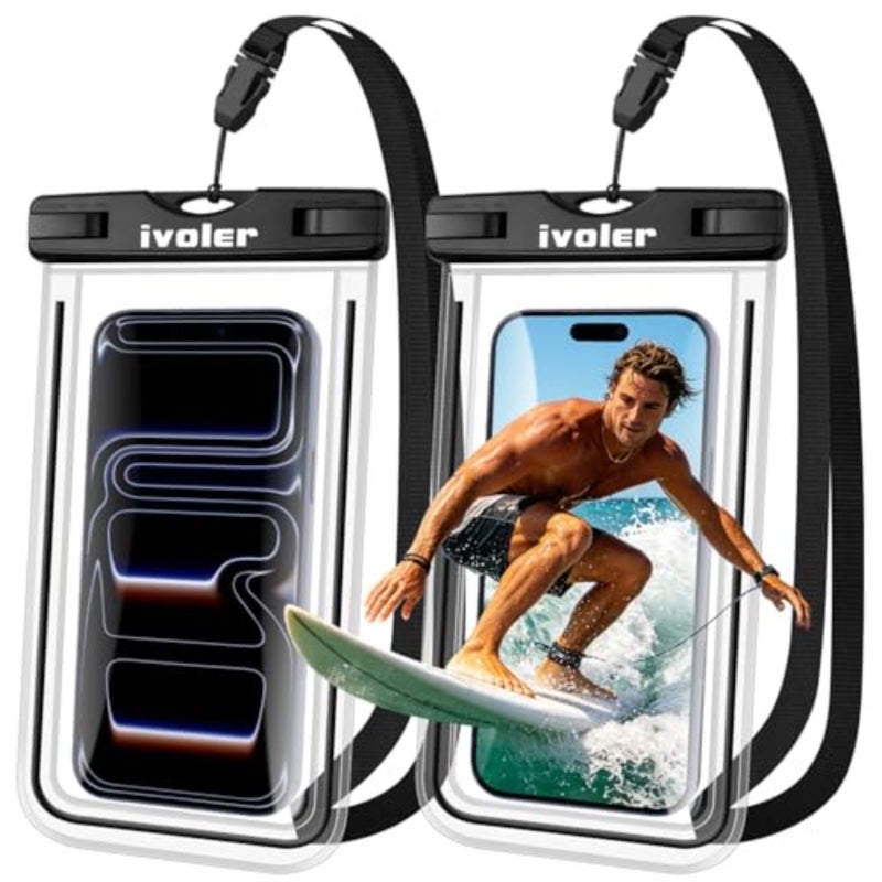 2-Pack Waterproof Phone Pouch, Cell Phone Dry Bag for iPhone 17/16/15 Pro Max, Samsung S26/S25 Ultra, Waterproof Phone Case for Beach, Cruise Essentials and Travel, [Fit Up to 7''], + - Image 1