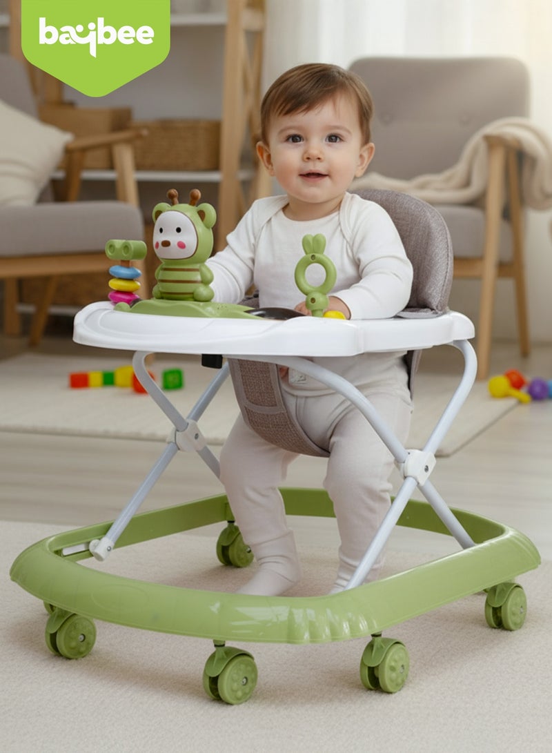 بيبي مشاية أطفال ZIGGIE قابلة للطي مع ارتفاع قابل للتعديل بثلاثة أوضاع وشريط ألعاب موسيقية، مشاية أنشطة للأطفال الصغار، مشاية أطفال للأولاد والبنات من عمر 6 إلى 18 شهرًا، لون أخضر - Image 5