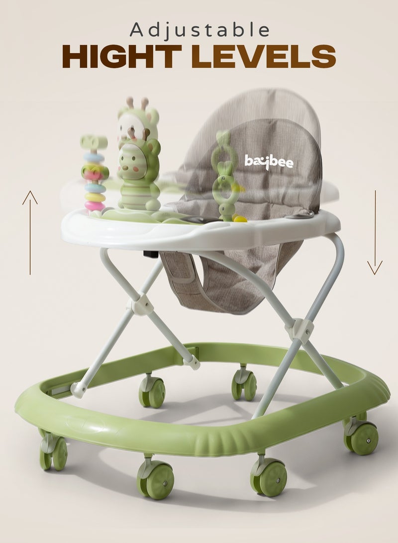 بيبي مشاية أطفال ZIGGIE قابلة للطي مع ارتفاع قابل للتعديل بثلاثة أوضاع وشريط ألعاب موسيقية، مشاية أنشطة للأطفال الصغار، مشاية أطفال للأولاد والبنات من عمر 6 إلى 18 شهرًا، لون أخضر - Image 2