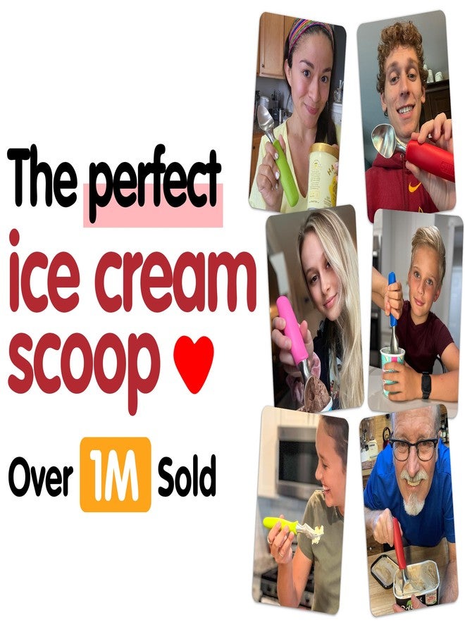 SUMO Stainless Steel Ice Cream Scoop With Ergonomic Handle - Sturdy, Dishwasher-Safe Scooper For Effortless Scooping and Serving Of Frozen Desserts, Comfortable Grip - Red - Image 4