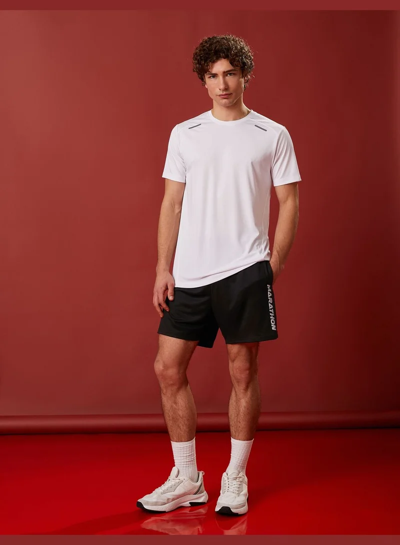 كوتون Basic Sport Shorts Drawstring Pocket Detailed Slogan Printed