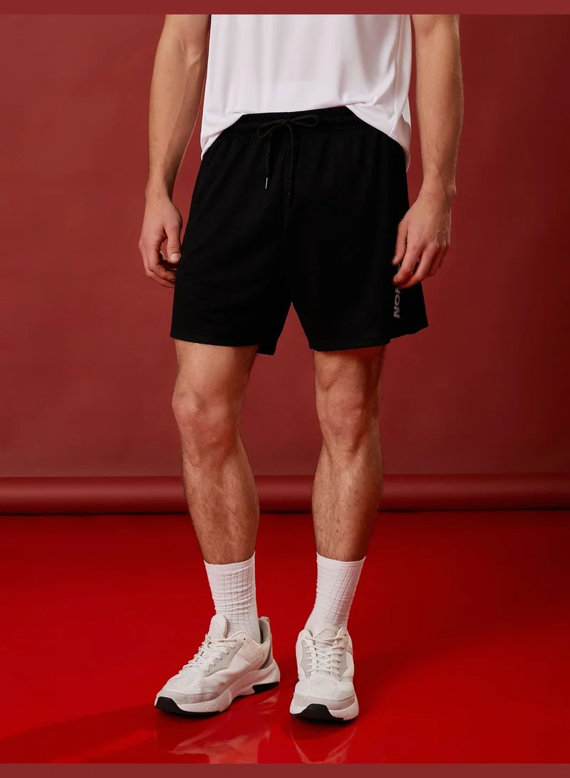 كوتون Basic Sport Shorts Drawstring Pocket Detailed Slogan Printed