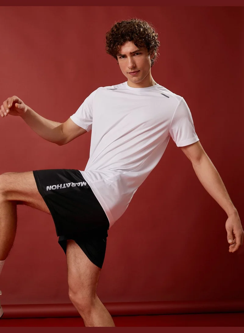 كوتون Basic Sport Shorts Drawstring Pocket Detailed Slogan Printed
