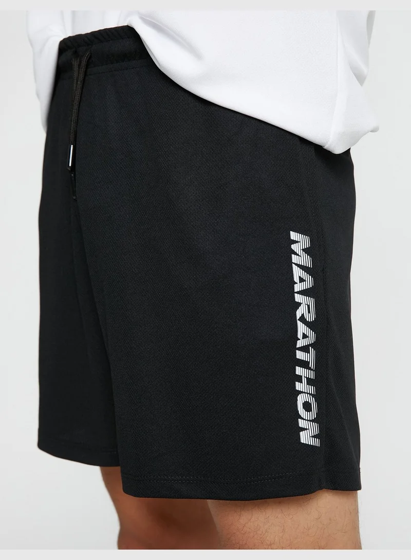 كوتون Basic Sport Shorts Drawstring Pocket Detailed Slogan Printed