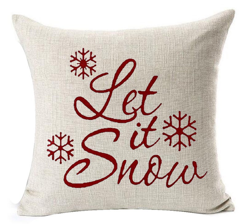 Andreannie Set of 4 Best Christmas Day Gift Pine Tree Merry Christmas Cross Jesus Cotton Linen Throw Pillow Case Cushion Cover Home Office Decorative Square 18 X 18 Inches (Red) - Image 5