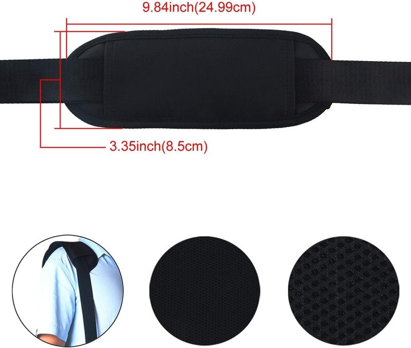 SHOPEE حزام كتف قابل للتعديل بديلاً عالمياً بطول 59" مع خطافات دوارة معدنية وحزام غير قابل للانزلاق لحقيبة اللابتوب، الكاميرا، حقيبة السفر، الرياضة، والحقائب المتنقلة (أسود) - Image 4