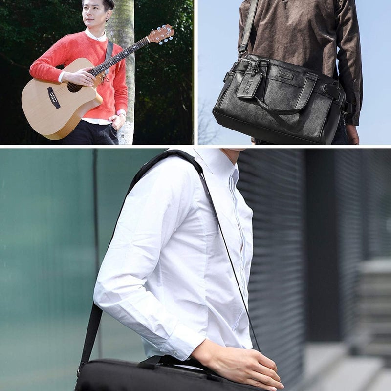 SHOPEE حزام كتف قابل للتعديل بديلاً عالمياً بطول 59" مع خطافات دوارة معدنية وحزام غير قابل للانزلاق لحقيبة اللابتوب، الكاميرا، حقيبة السفر، الرياضة، والحقائب المتنقلة (أسود) - Image 5