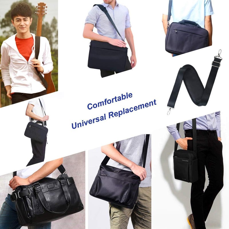 SHOPEE حزام كتف قابل للتعديل بديلاً عالمياً بطول 59" مع خطافات دوارة معدنية وحزام غير قابل للانزلاق لحقيبة اللابتوب، الكاميرا، حقيبة السفر، الرياضة، والحقائب المتنقلة (أسود) - Image 3