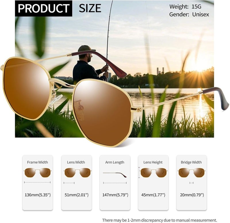 Joopin Hexagonal Polarized Sunglasses Men Women Shades UV400 Protection - Image 4