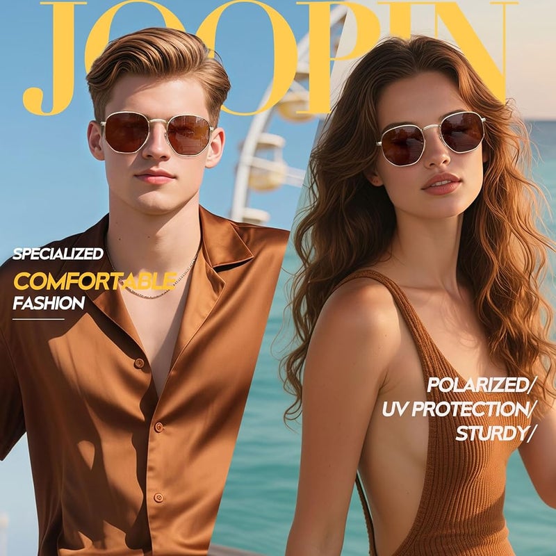 Joopin Hexagonal Polarized Sunglasses Men Women Shades UV400 Protection - Image 2