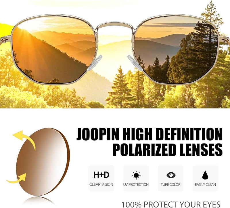 Joopin Hexagonal Polarized Sunglasses Men Women Shades UV400 Protection - Image 3
