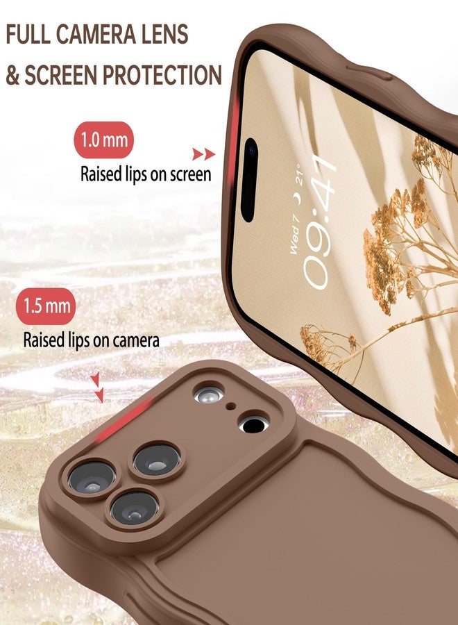 جراب GUAGUA لهاتف iPhone 17 Pro مع حزام للمعصم، جراب هاتف بحواف مموجة، شكل حلزوني لطيف مع حزام معصم قابل للتعديل، مسند، مقاوم للصدمات، مانع للانزلاق، جراب هاتف لهاتف iPhone 17 Pro مقاس 6.3 بوصة، بني - Image 5