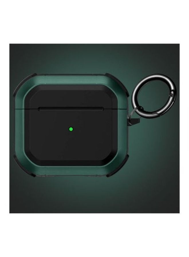 ACLIX Shockproof Armor Rugged Case Cover With Keychain For Apple Airpods 3 (3rd Generation) Pine Green/Black - Image 3