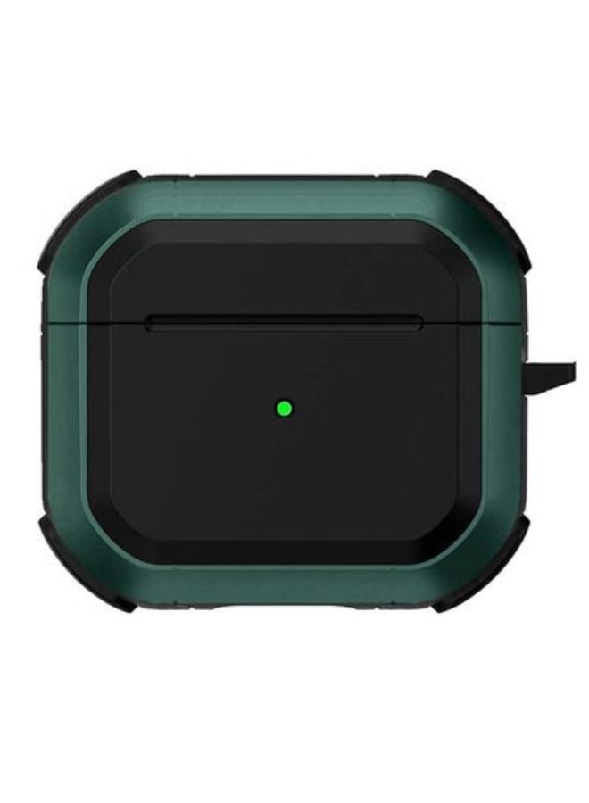 ACLIX Shockproof Armor Rugged Case Cover With Keychain For Apple Airpods 3 (3rd Generation) Pine Green/Black - Image 1