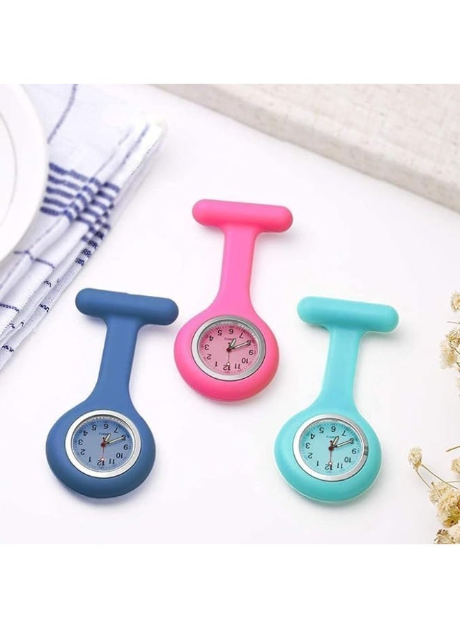 5 قطع من ساعات الممرضات، ساعات ممرضات من السيليكون بمشبك، مع دبوس أمان، ساعة محمولة مع مؤشر متوهج، حركة كوارتز عالية الدقة، سهلة القراءة، للممرضات وغيرهم من المتخصصين الطبيين - Image 4