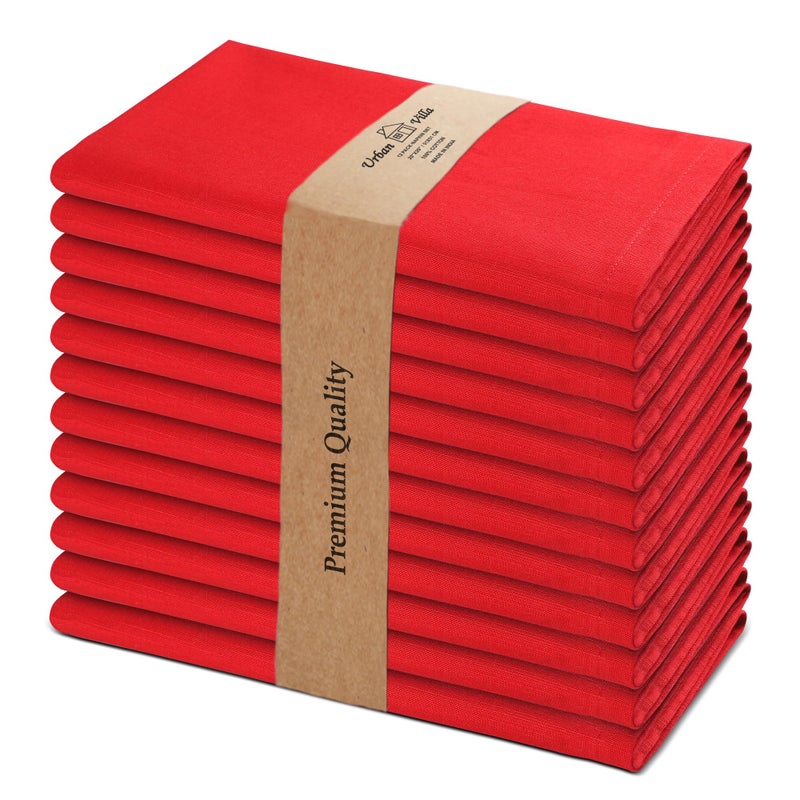 فيلا الحضرية فيلا الحضرية عيد الميلاد Dinnapkins 20x20 بوصة على مجموعة من 6 مناديل من القماش الأحمر مناديل القطن 100 ٪ مناديل القطن القطن المناديل القابلة للاستخدام قابلة للغسل جودة جودة الزوايا  - Image 1