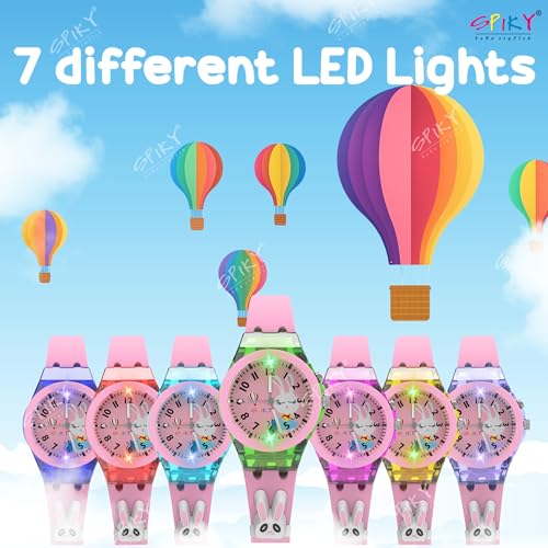 SPIKY Analog 3D Rabbit Cartoon Watch For Kids (Pink) | 7 Multicolor LED Luminous Lights with Radium Unbreakable Silicone Strap | Children’s Unisex Best Birthday Gift | Analogue Wrist Watches For Girls & Boys | Age 3-10 Yrs - Image 4