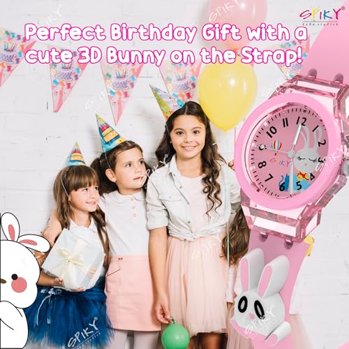 SPIKY Analog 3D Rabbit Cartoon Watch For Kids (Pink) | 7 Multicolor LED Luminous Lights with Radium Unbreakable Silicone Strap | Children’s Unisex Best Birthday Gift | Analogue Wrist Watches For Girls & Boys | Age 3-10 Yrs - Image 3