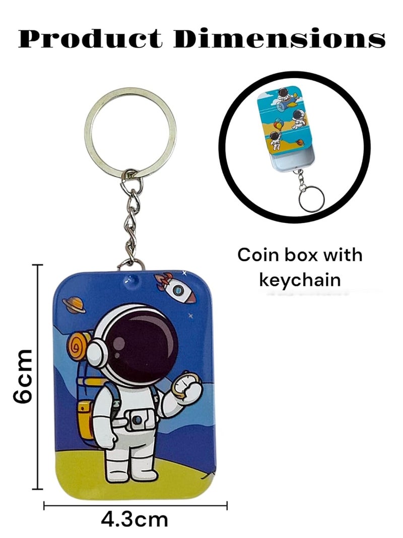 Tera13 TERA 13 Cartoon Coin Box For Girls Boys Storage Box For Kids Jewellery Box Mini Tin Box With Keychain For Kids Kanjak Return Gift For Kids Cartoon Steel Coin Box Pouch For Kids space 6 pcs - Image 5