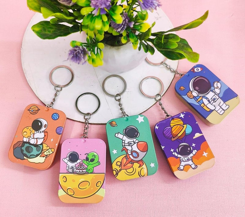 Tera13 TERA 13 Cartoon Coin Box For Girls Boys Storage Box For Kids Jewellery Box Mini Tin Box With Keychain For Kids Kanjak Return Gift For Kids Cartoon Steel Coin Box Pouch For Kids space 6 pcs - Image 4