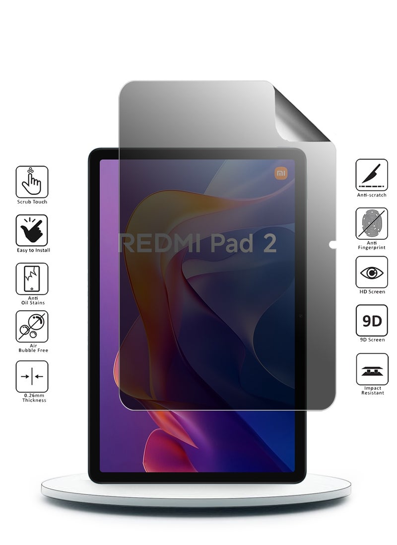 Wtech Xiaomi Redmi Pad 2 2025 (11.0 inches) Wtech Premium Pure Hydrogel Anti Spy / Anti Privacy Film Thin and Flexible Screen Protector (TSHFMP) - Clear/Black  - Image 2