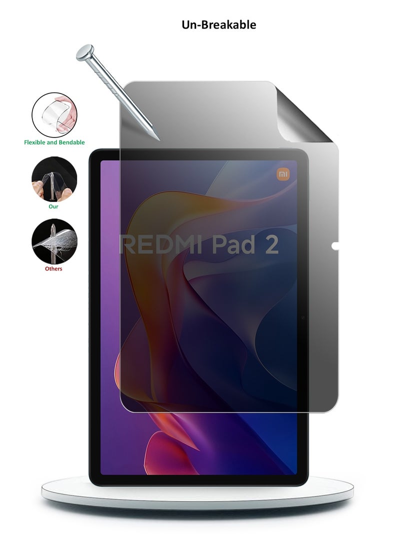 Wtech Xiaomi Redmi Pad 2 2025 (11.0 inches) Wtech Premium Pure Hydrogel Anti Spy / Anti Privacy Film Thin and Flexible Screen Protector (TSHFMP) - Clear/Black  - Image 3